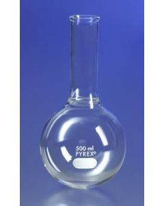 Corning Pyrex 2l Long Neck Boiling Flask, Round Bottom, Tooled Mouth
