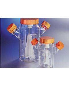 Corning 3l Corning Reusable Glass Spinner Flask With 100 mm Flat Center Cap And 2 Angled Sidearms