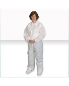 AlphaPro Coverall, White, Inset Sleeve, Attached Suregrip® Boots, Size 2X/3X