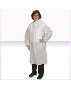 AlphaPro Frock, White, Raglan Sleeve, Elastic Wrist, Snap Collar, Size S/M