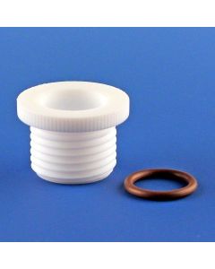 Chemglass #11 Internal Bushing, Open Top, 10mm Opening, Ptfe, #012 Viton O-Ring