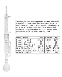 Chemglass Small Extraction Apparatus Complete, Soxhlet, 34/45, 24/40