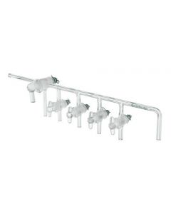 Chemglass Four Port Manifold w/ 2mm Bore Glass Stopcocks On The Ports, 1/EA