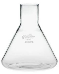 Chemglass Life Sciences Flask, Fernbach, 2800ml, 38mm Od Delong Top, w/out Baffles, 1/EA