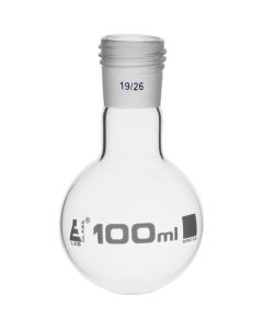 Eisco Labs Boiling Flask With 19/26 Joint, 100ml Capacity, Round Bottom, Interchangeable Screw