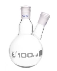 Eisco Labs Distillation Flask With 2 Necks, 100ml Capacity, 14/23 Joint Size, Interchangeable