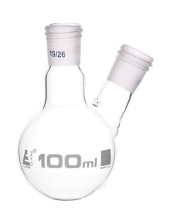 Eisco Labs Distillation Flask With 2 Necks, 100ml Capacity, 19/26 Joint Size, Interchangeable
