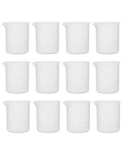 Eisco Labs 12pk Plastic Beakers, 500ml - Polypropylene - Raised Graduations