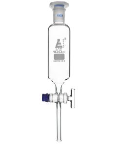 Eisco Labs Dropping Funnel, 100ml - 19/26 Plastic Stopper - Ungraduated, Glass Key Stopcock