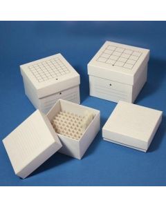 Globe Scientific Cardboard Storage Box, 16 Place (4x4), white, for 50mL Centrifuge Tubes