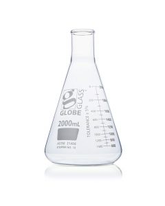 Globe Scientific 2000mL Erlenmeyer Flask, Globe Glass, Narrow Mouth, 4/Box, 8/Case