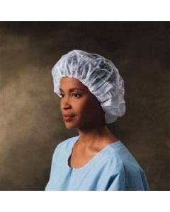 Halyard Bouffant Cap Spunbound, White, X-Large, 100/Ctn, 3 Ctn/Cs