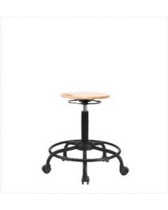 Neta ECOM Wood Desk Height Stool - Round Tube Base, Casters Seven-Ply