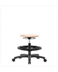 Neta ECOM Wood Medium Bench Height Stool - Nylon Base, Black Foot