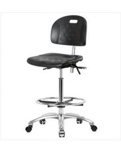 Neta ECOM Clean Room Handle Polyurethane High Bench Height Chair - Chrome