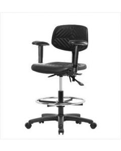 Neta ECOM Polyurethane Medium Bench Height Chair - Nylon Base Arms Chrome