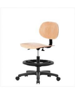 Neta ECOM Wood Medium Bench Height Chair - Nylon Base, Black Foot