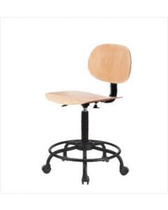 Neta ECOM Wood Medium Bench Height Chair - Round Tube Base, Casters