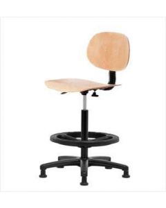 Neta ECOM Wood High Bench Height Chair - Nylon Base, Black Foot