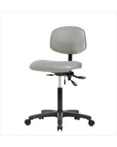 Neta ECOM Vinyl Medium Bench Height Chair - Nylon Base Casters Dove