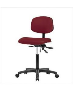 Neta ECOM Vinyl Medium Bench Height Chair - Nylon Base Casters Burgundy
