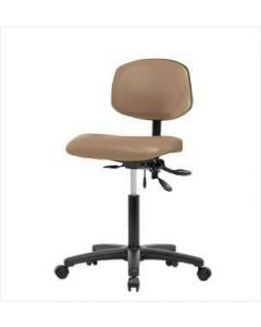 Neta ECOM Vinyl Medium Bench Height Chair - Nylon Base Casters Taupe