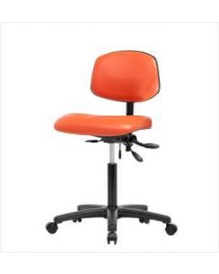 Neta ECOM Vinyl Medium Bench Height Chair - Nylon Base Casters Orange