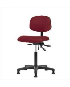 Neta ECOM Vinyl Medium Bench Height Chair - Nylon Base Glides Burgundy