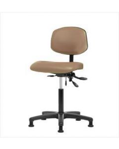 Neta ECOM Vinyl Medium Bench Height Chair - Nylon Base Glides Taupe