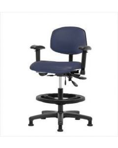 Neta ECOM Vinyl Medium Bench Height Chair - Nylon Base Arms Black