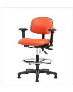 Neta ECOM Vinyl Medium Bench Height Chair - Nylon Base Arms Chrome