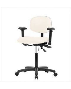 Neta ECOM Vinyl Medium Bench Height Chair - Nylon Base Arms Casters