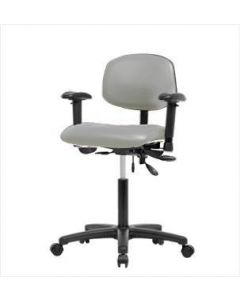 Neta ECOM Vinyl Medium Bench Height Chair - Nylon Base Arms Casters