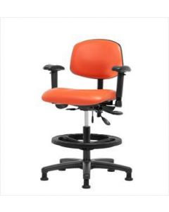 Neta ECOM Vinyl Medium Bench Height Chair - Nylon Base Tilt Arms