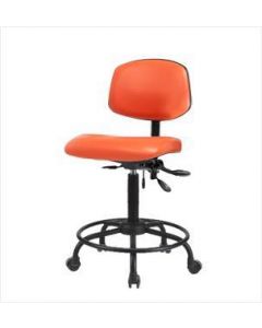Neta ECOM Vinyl Medium Bench Height Chair - Round Tube Base Casters