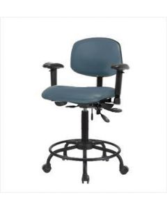 Neta ECOM Vinyl Medium Bench Height Chair - Round Tube Base Arms