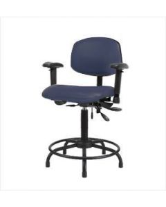 Neta ECOM Vinyl Medium Bench Height Chair - Round Tube Base Arms