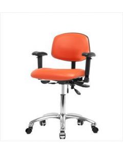 Neta ECOM Vinyl Desk Height Chair - Chrome Base Arms Chrome Casters