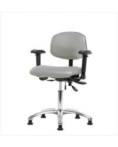 Neta ECOM Vinyl Desk Height Chair - Chrome Base Arms Glides Dove