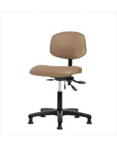 Neta ECOM Vinyl Desk Height Chair - Nylon Base, Glides, Taupe Vinyl