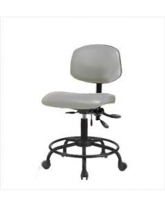 Neta ECOM Vinyl Desk Height Chair - Round Tube Base Casters Dove