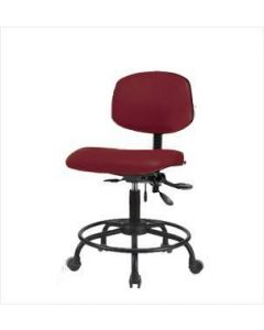 Neta ECOM Vinyl Desk Height Chair - Round Tube Base Casters Burgundy