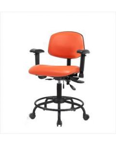 Neta ECOM Vinyl Desk Height Chair - Round Tube Base Arms Casters