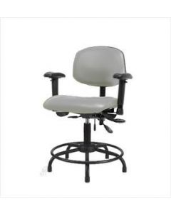 Neta ECOM Vinyl Desk Height Chair - Round Tube Base Arms Glides