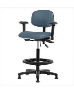 Neta ECOM Vinyl High Bench Height Chair - Nylon Base Arms Black