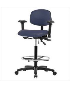 Neta ECOM Vinyl High Bench Height Chair - Nylon Base Arms Chrome