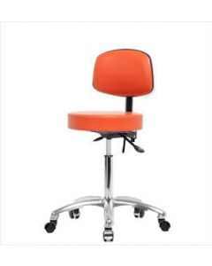 Neta ECOM Vinyl Medium Bench Height Stool With Back - Chrome Base