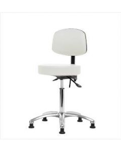 Neta ECOM Vinyl Medium Bench Height Stool With Back - Chrome Base