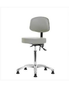 Neta ECOM Vinyl Medium Bench Height Stool With Back - Chrome Base