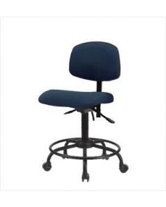 Neta ECOM Fabric Desk Height Chair - Round Tube Base Casters Blue